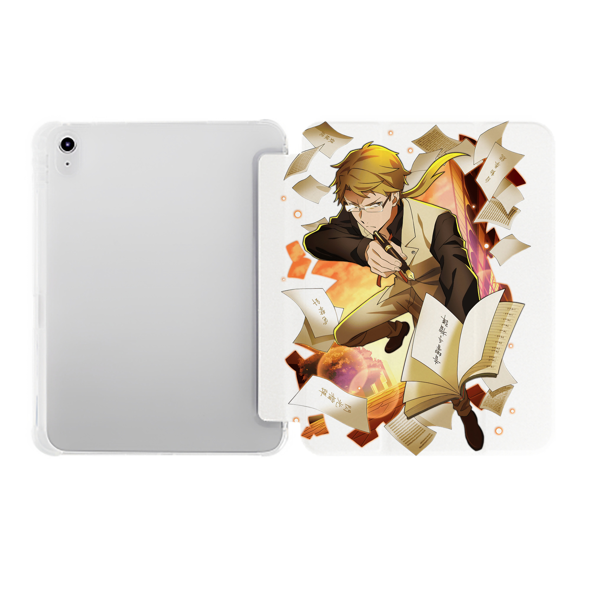 （画像用） 文豪ストレイドッグス Bungo Stray Dogs IPad ケース ペン収納付き 三つ折りスタンド PUレザー×シリコン 対応機種9.5/10.5/10.9インチ